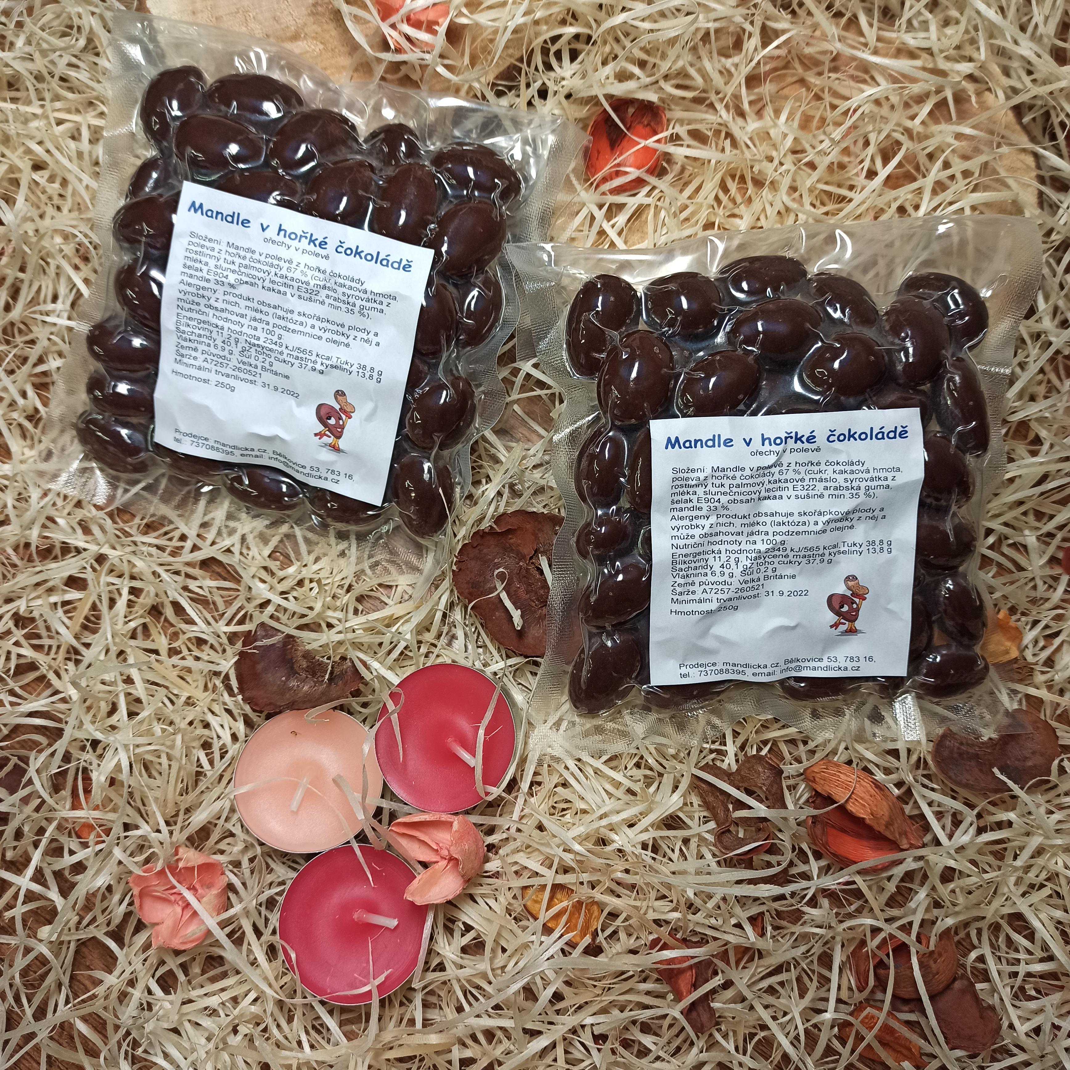 Mandle v polevě z hořké čokolády 250g